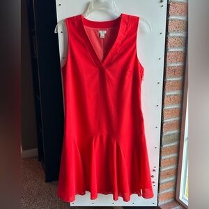 J.Crew Dress Red Classic Sleeveless V-Neck Lightweight Flare Sheath Size 0
